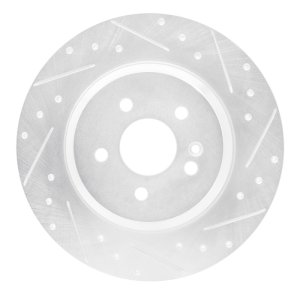 Mercedes-Benz ML55 AMG Brake Rotor (1) - Rear Right - R1 Concepts - Drilled & Slotted - Silver - `00-`05